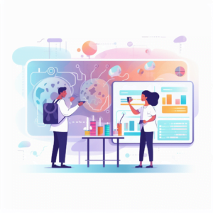 animated scientists posing